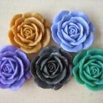 5PCS - Ivory Rose Cabochons..