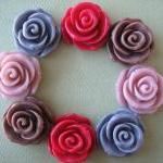 8pcs - Rose Flower Cabocho..