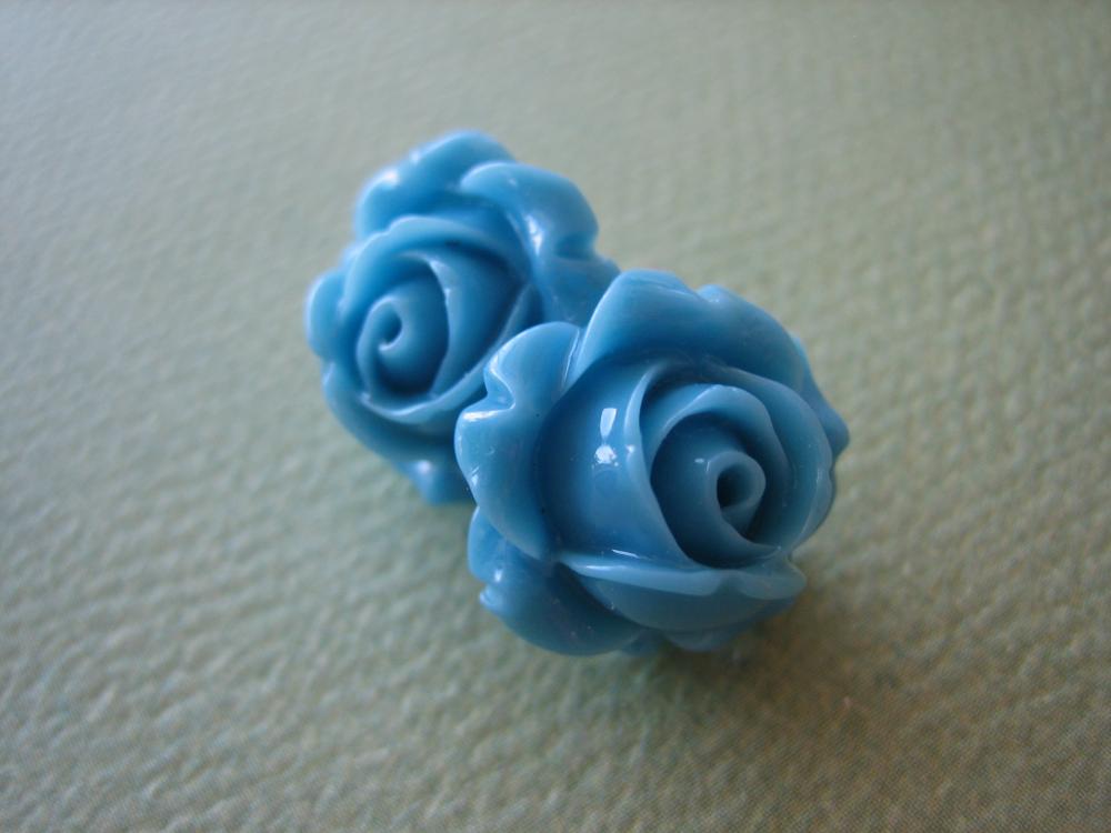 Adorable Cabbage Rose Earrings - Blue - Free Standard US Shipping - Jewelry by ZARDENIA