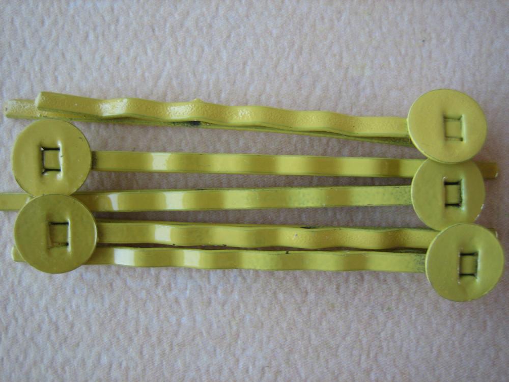 10PCS - Yellow - Hair Pins - 8MM Round Pad - Jewelry Findings by ZARDENIA