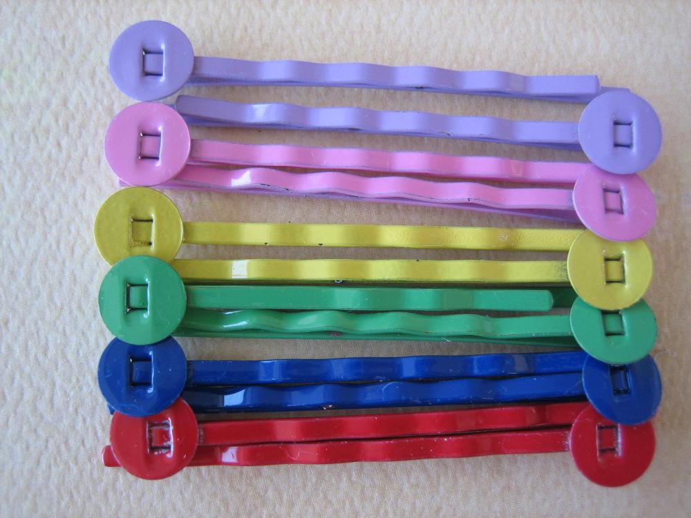 12PCS - Mixed Color Hair Pins - 8MM Round Pad - Jewelry Findings by ZARDENIA