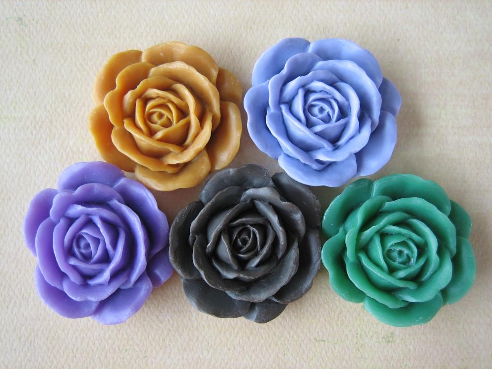 5PCS - Ivory Rose Cabochons - 38mm - Matte Finish - Spring Medley - Cabochons by ZARDENIA