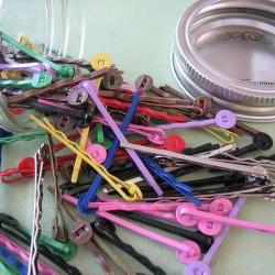 Multi Colored Hair Pins in a Glass Jar - 100 Pieces - Crafting and Jewelry Supplies by ZARDENIA