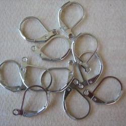 20PCS - Iron - Leverback Ear Wires - Rhodium Plated - 10x15mm - Jewelry Findings by ZARDENIA