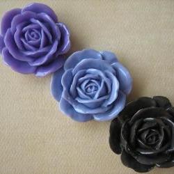 3PCS - Lilac, Lavender and Brown Rose Cabochons - 38mm - Shiny Finish - Cabochons by ZARDENIA