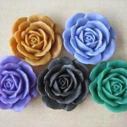 5PCS - Ivory Rose Cabochons - 38mm - Matte Finish - Spring Medley - Cabochons by ZARDENIA