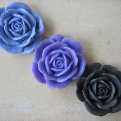 3PCS - Lilac, Lavender and Brown Rose Cabochons - 38mm - Matte - Cabochons by ZARDENIA