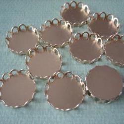 10PCS - Brass Cabochon Settings - Round - Unplated Gold Color - 12mm - Findings by ZARDENIA