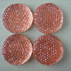 4PCS - Peach - Resin Rhinestone Cabochons - 24mm - Sparkly - Cabochons by ZARDENIA
