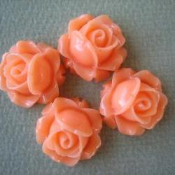 4PCS - Cabbage Rose Flower Cabochons - 15mm - Resin - Lilac - Findings by ZARDENIA 