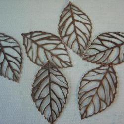 10PCS - Antique Bronze Filigree Leaf Charms - 54x31mm - Nickel Free - Findings by ZARDENIA