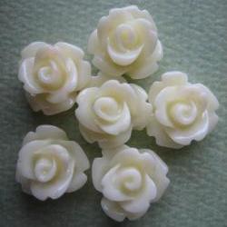 6PCS - Mini Rose Flower Cabochons - 10mm - Resin - Vanilla - Cabochons by ZARDENIA
