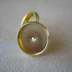 10PCS - Unplated Gold Post Earring Blanks with Glass Domes - 5 Pairs - 12mm - Jewelry Findings by ZARDENIA