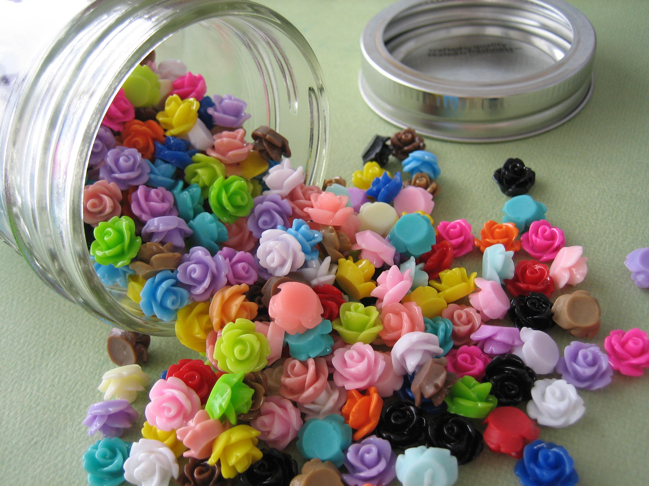 Mini Roses In A Glass Jar 300 Pieces Crafting And Jewelry Supplies By ZARDENIA Great