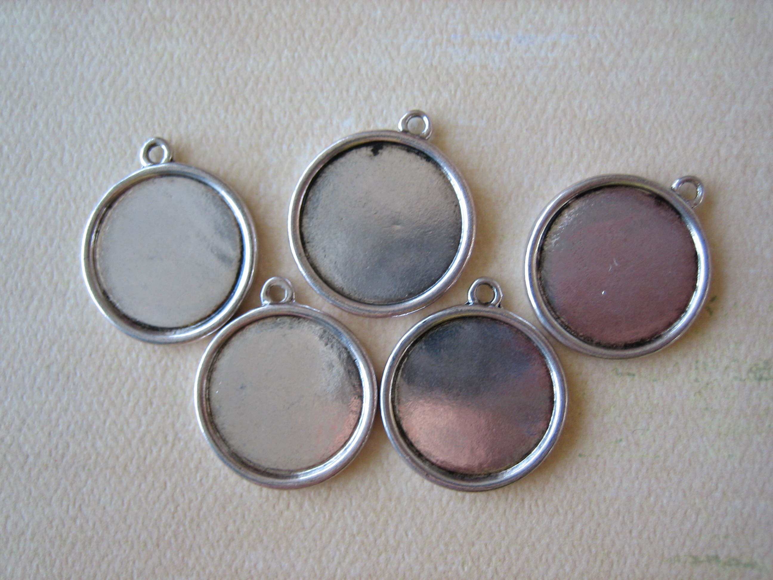 5PCS Antique Silver Pendant Settings Round 25mm Jewelry